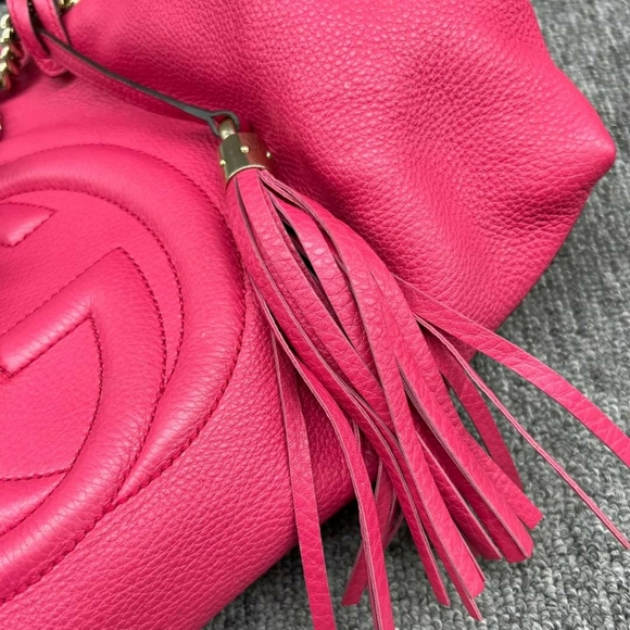 100% Authentic GUCCI Soho Chain Pink Leather Shoulder Bag - Picture 8 of 14
